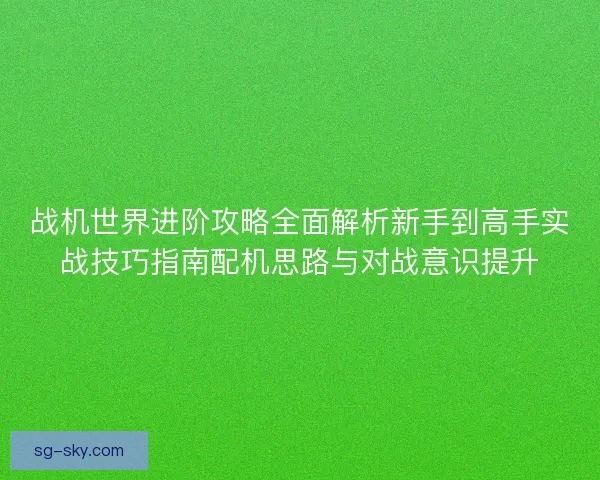 战机世界进阶攻略全面解析新手到高手实战技巧指南配机思路与对战意识提升