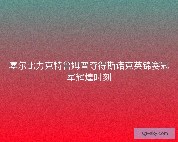 塞尔比力克特鲁姆普夺得斯诺克英锦赛冠军辉煌时刻